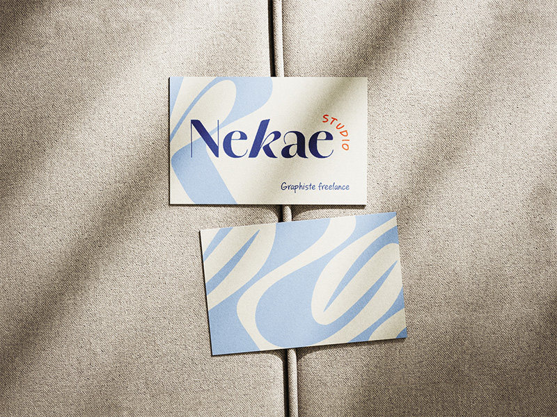Logo coloré Nekae Studio de Klara EDERN graphiste freelance à Ancenis, imprimé sur des supports de communication professionnelle.