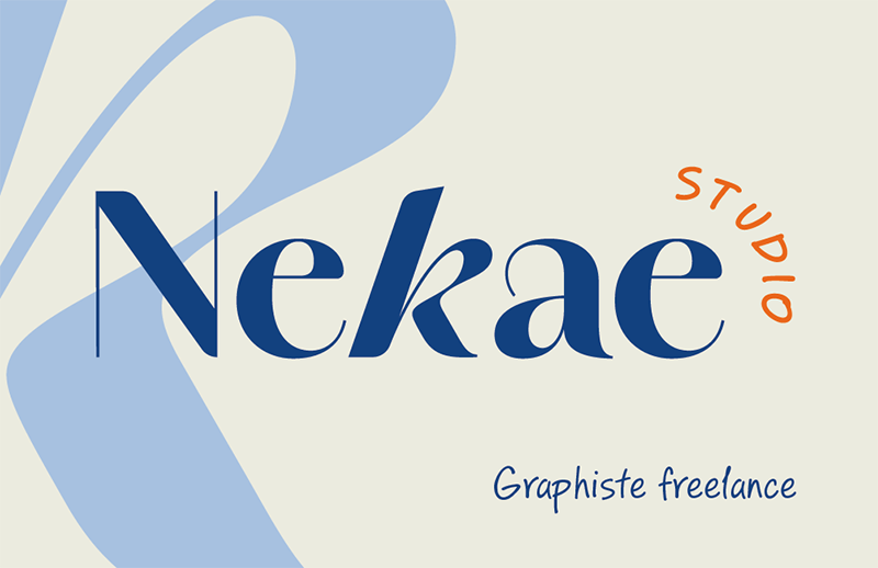 Maquette du recto de la carte de visite graphiste freelance, pour et par Nekae Studio.