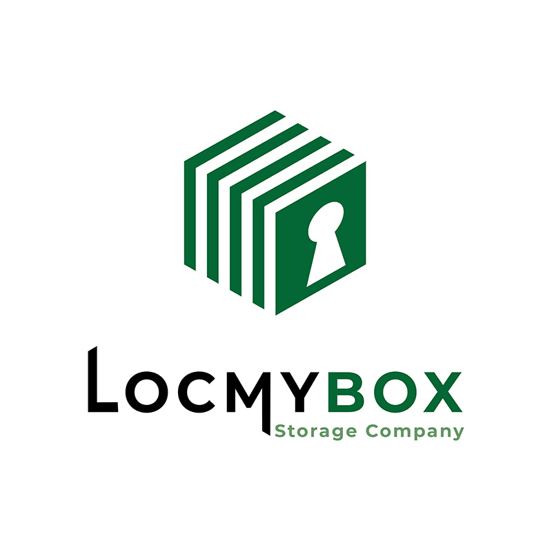 Logotype issu de la création identité visuelle self-stockage LOCMYBOX par Nekae Studio.