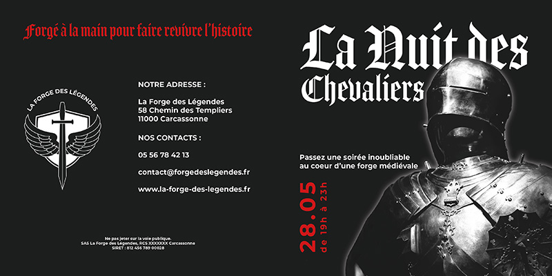 Maquette extérieure d'un flyer événement médiéval créé par Nekae Studio.