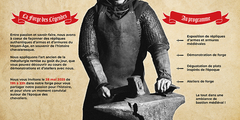 Maquette intérieure d'un flyer événement médiéval créé par Nekae Studio.