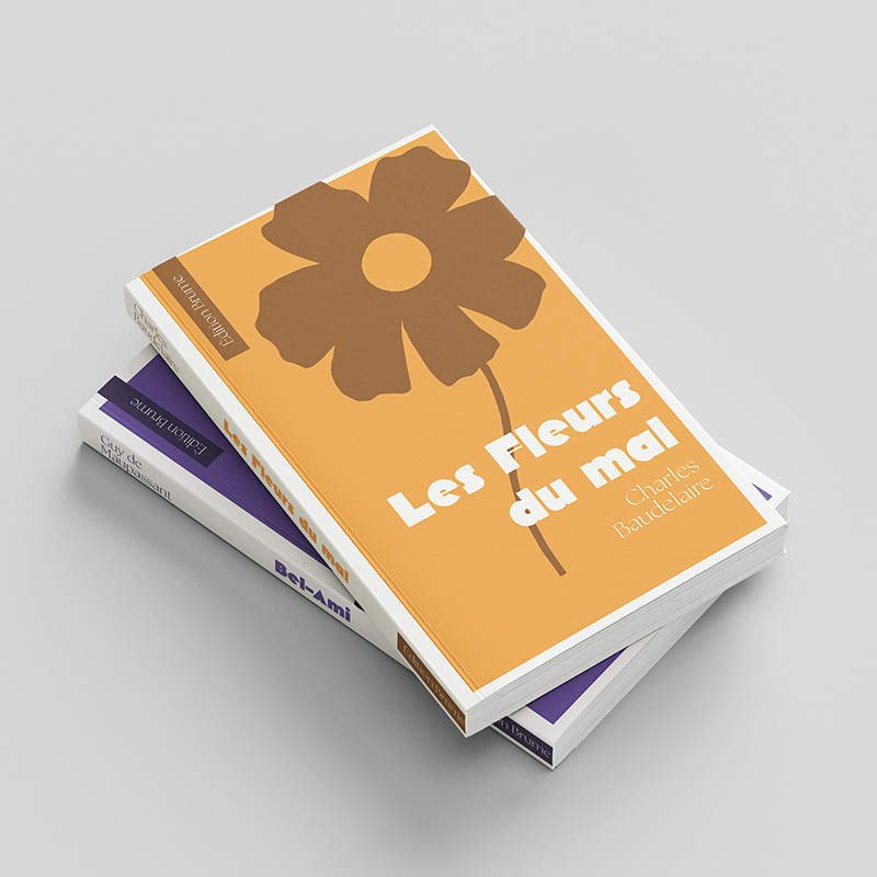 Design couverture collection de livres, créée par Nekae Studio graphiste freelance, pour des livres issus d'une collection sur la littérature française.