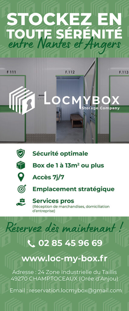 Maquette du roll-up événement de l'entreprise LOCMYBOX, créé par Nekae Studio.